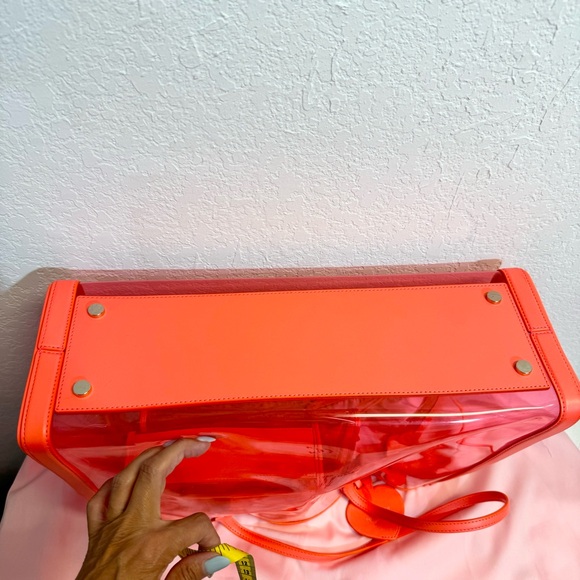NWT-Kate Spade Neon Clear Tote and Pouch & Wristlet Pool Set of 3 Beach Stadium - Picture 15 of 16